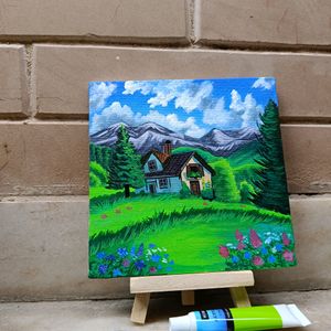 Mini Aesthetic Landscape Painting With Stand