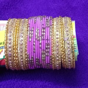 Brand New Pink Metal Set Of Bangles