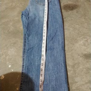 Blue Ankle Length Double Button Jeans