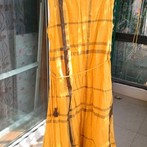 Mustard Colour Sleeveless Cotton Maxi Dress