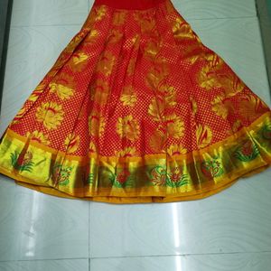 Orange Colour Banarasi Silk Baby Girl Pattu Padava