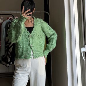 Zara Green Jewel Button Cardigan