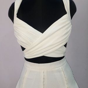 White Criss-cross Trendy Style Top