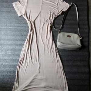 Combo Of Sling Bag N HnM Tshirt Dress