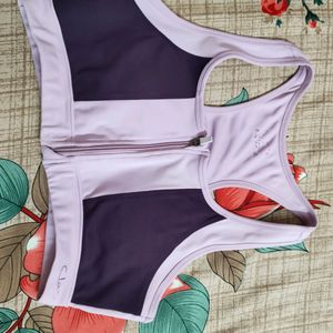 Medium Impact Padded Sports Bra In Wine Colour