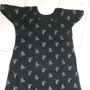 Black Printed Nighty Women