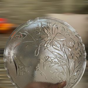 3 Unused Floral Transparent Glass Plates