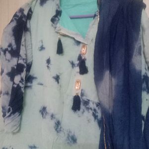 A LineTie Dye Kurti   With Dupatta