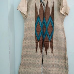 Dark Blue N Wheat Colour Kurta