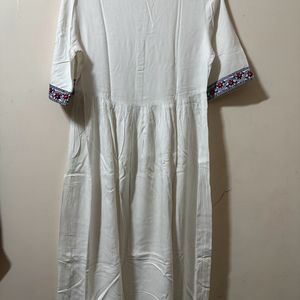 Clearance- Pure White Embroidery Kurtha