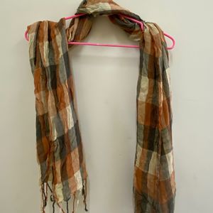 Orange Checks Cotton Stole