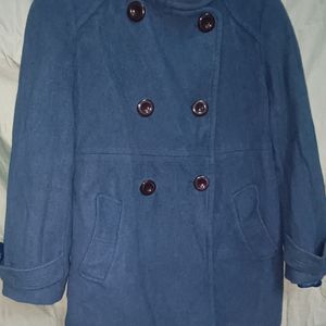 Urgent Sale: Purcian Blue Woolen Trench Coat