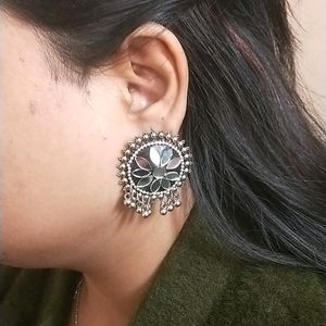 Round Black Earrings