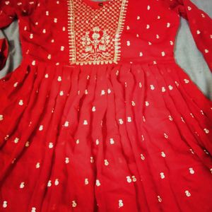 Red ♥️ Flared Gown With Heavy Cancan