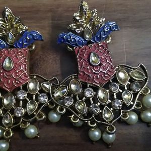 Kundan Enamel Coloured Earrings