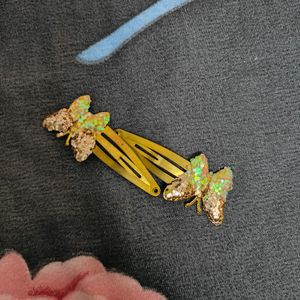 Cute Butterfly Clips (Pink & Gold)