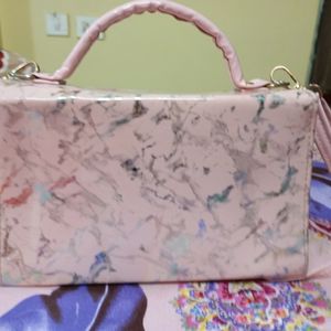 Pink And White Metallic Tie Dye Textured Slingbag