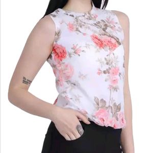 Glamher Casual Printed Women White Top