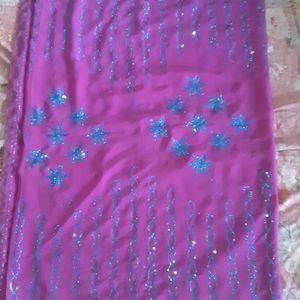 Ambroider Saree Without Blouse. Rarely Used