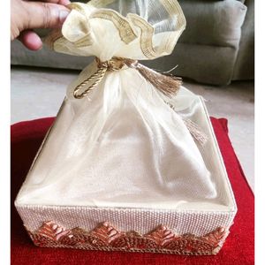 Gift Box With Zari & Gold Work