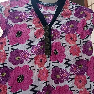 Floral Long Tshirt+ Top Tunic For Women