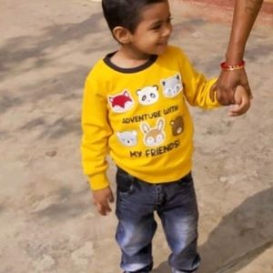 Yellow Cute Animal Head Sweatshirt 2-3 Yrs