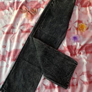 Women Black Fade Jeans Straight Fit High Rise.