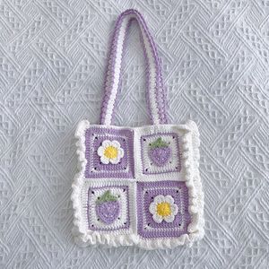 Crochet Daisy Flower And Strawberry Shoulder Bag