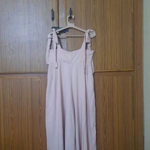 Coquette Tie-up Pale Pink Jumpsuit With Pockets