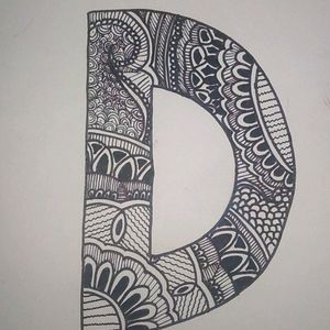 Mandala Art Of D Letter With Black SketchPen On A4