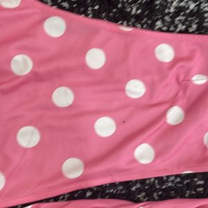 Cute one shoulder tie around polka dot crop top