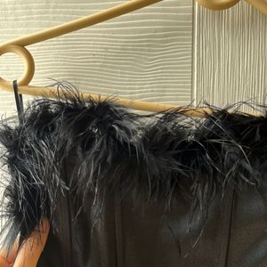 Fur-detailed Tube Top