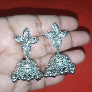 Silver Oxidised Jhumka