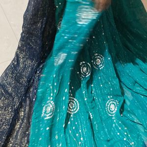 Blue diamond saree