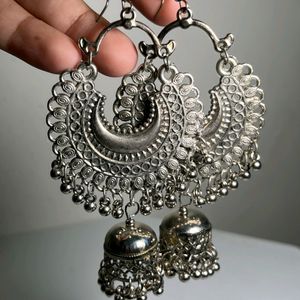 Traditional Silver Jhumka Earrings