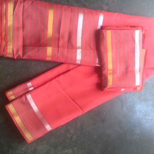 Red Silk Saree With Blouse