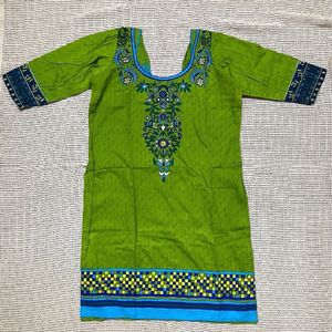 Green And Blue Cotton Suit Set