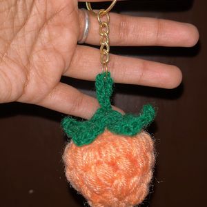 Crochet Strawberry Keychain