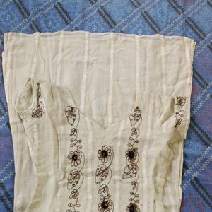 Cream Kurta With Work