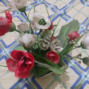 Artificial Flower And Leaves With Vase