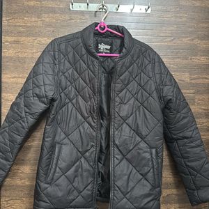 Women Black Solid Quilted Jacket