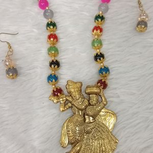 Traditional Radha Krishna Pendent Set