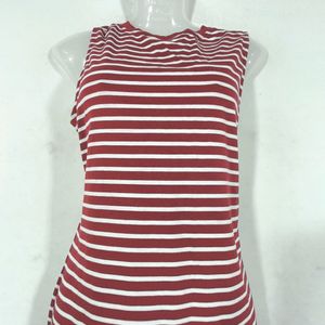 Miss Chase Maroon Stripped Dresses(Women's)