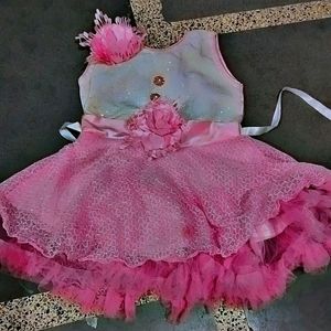 Girls Pink Net Frock