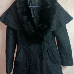 Fur Collar Coat Black Beauty Wollen Jacket