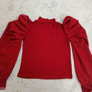 High Neck Maroon Top