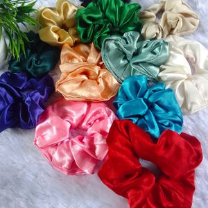 Hair Scrunchies Silk Like New Pack Of 12 (200 )Rs