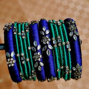 Violet & Green Combo Silk Thread Bangles