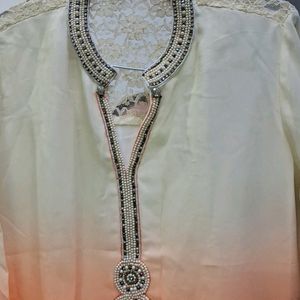 Very Beautiful Long Kurta With Cream Orange Colour