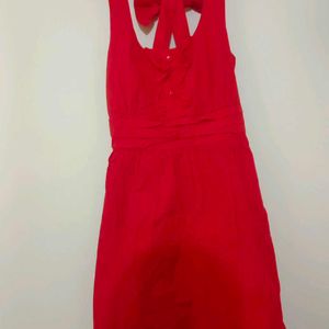 Red Dress With Bow Strip Dres